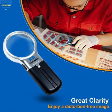 3 in 1 Portable Magnifying Lens Hand-Held Folding Magnifier Glass with LED Lights