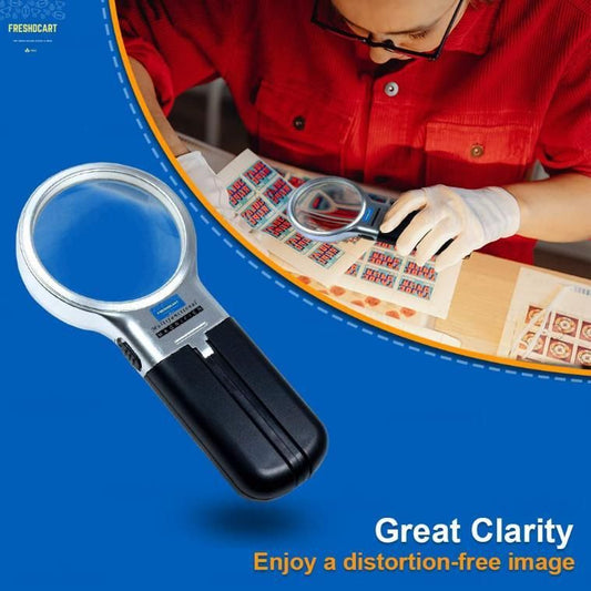 3 in 1 Portable Magnifying Lens Hand-Held Folding Magnifier Glass with LED Lights